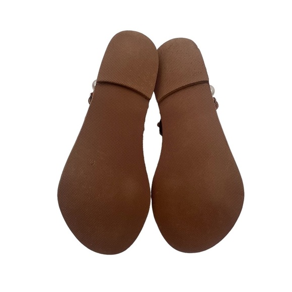 Faux Pearl Adjustable Strap Brown Adjustable Ankle Strap Sandals Size 38 Women's - Picture 9 of 9